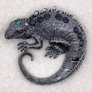 New Large 3D Iguana Textured Metal Brooch Pin 2.5" Gift Animal Lizard Reptile